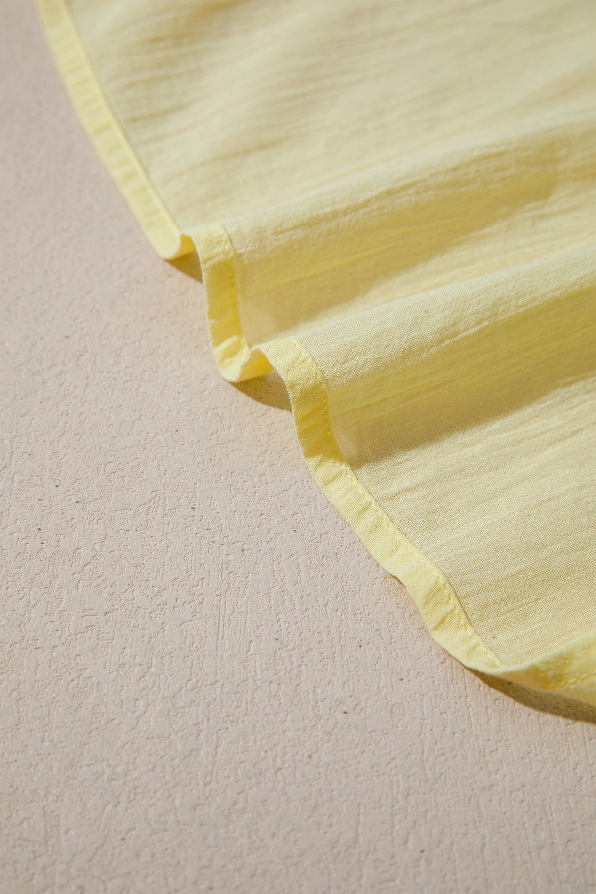 Yellow Cream V Neck Ruffle Trim Sleeveless Shift Top