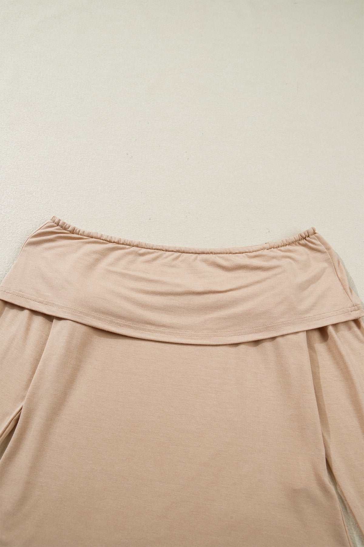 Smoke Gray Foldover Off Shoulder Long Sleeve Slim Top