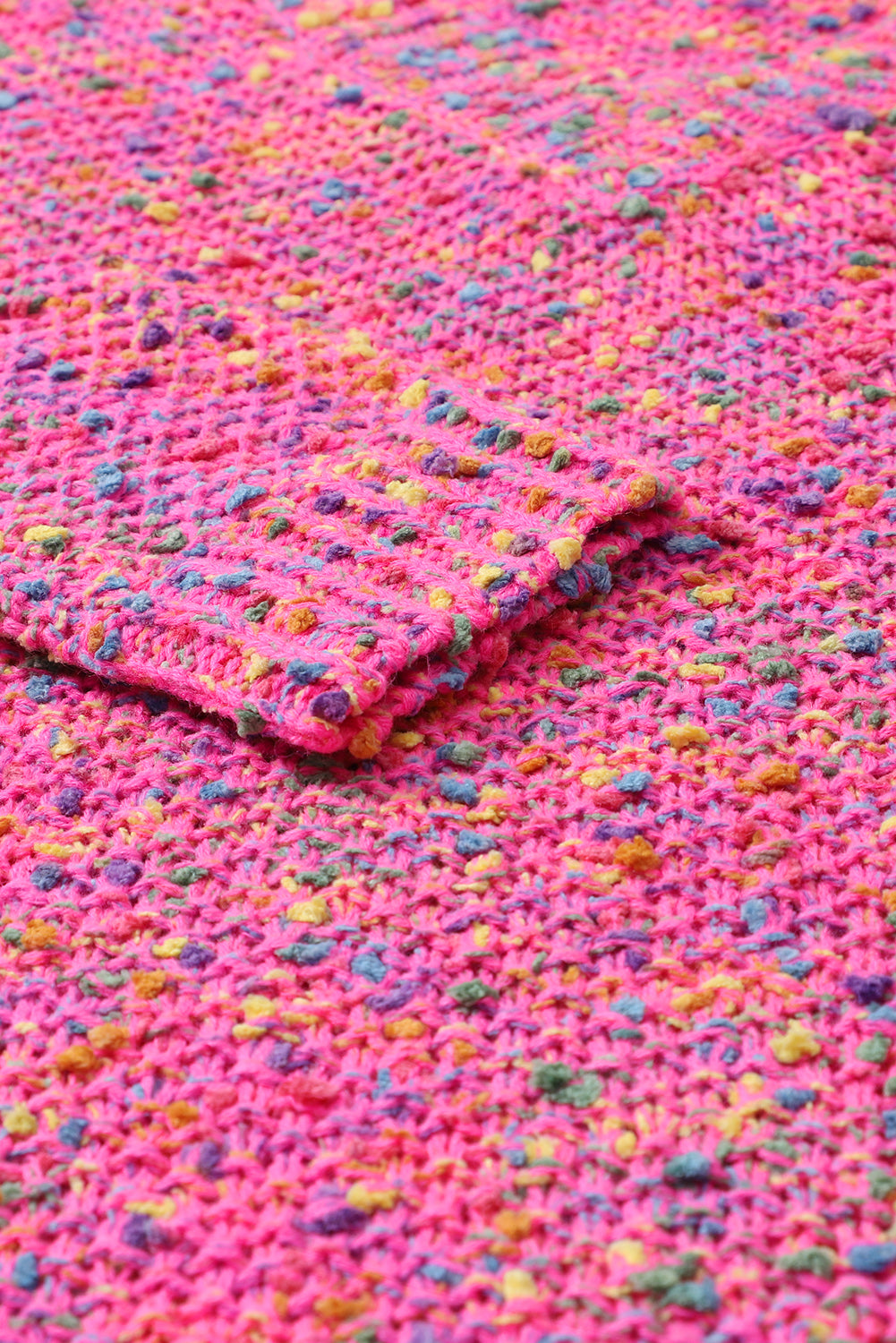 Hot Pink Mixed Color Chunky Knit Sweater