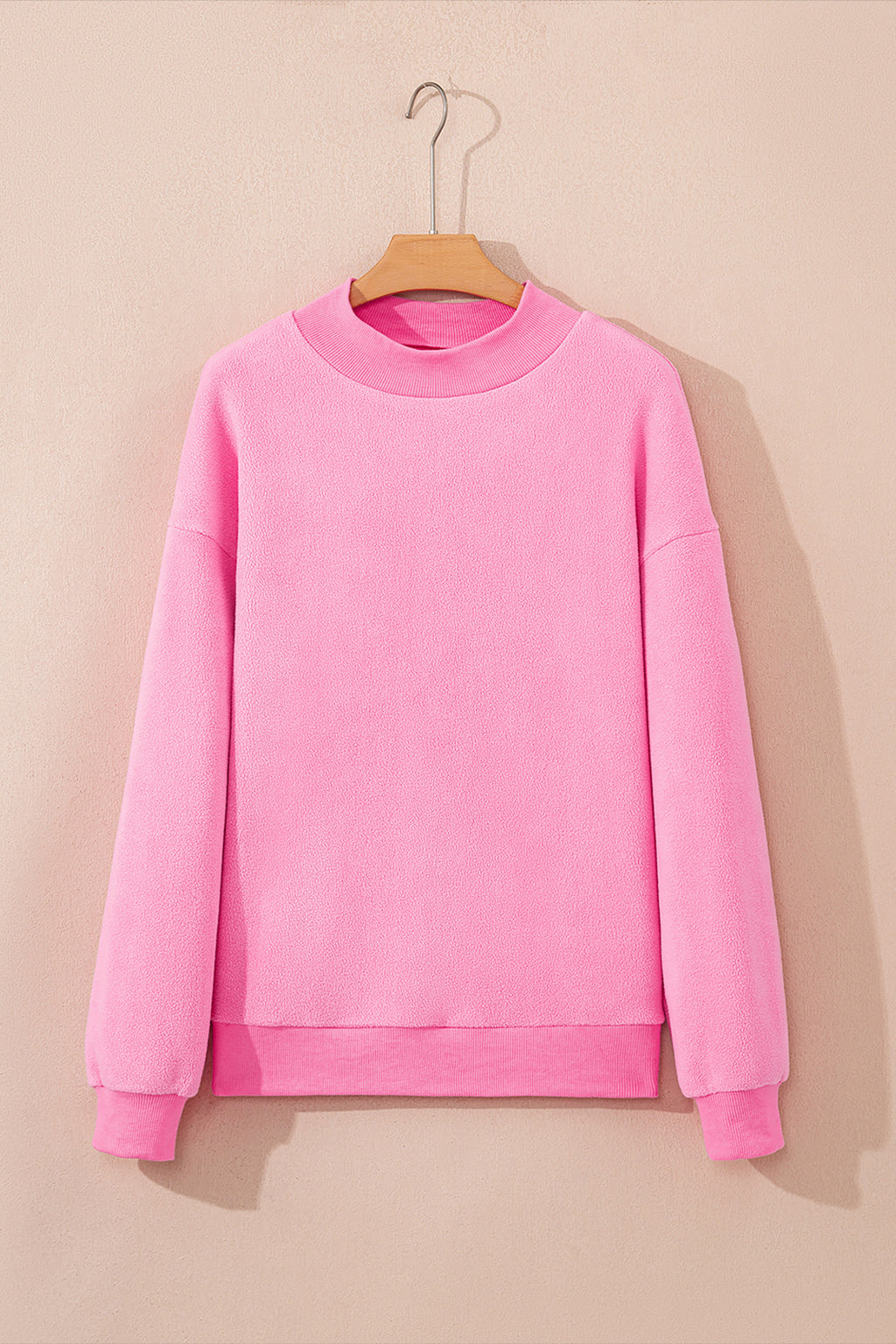 Light Grey Oversize Drop Shoulder Reversible Mock Neck Sweatshirt