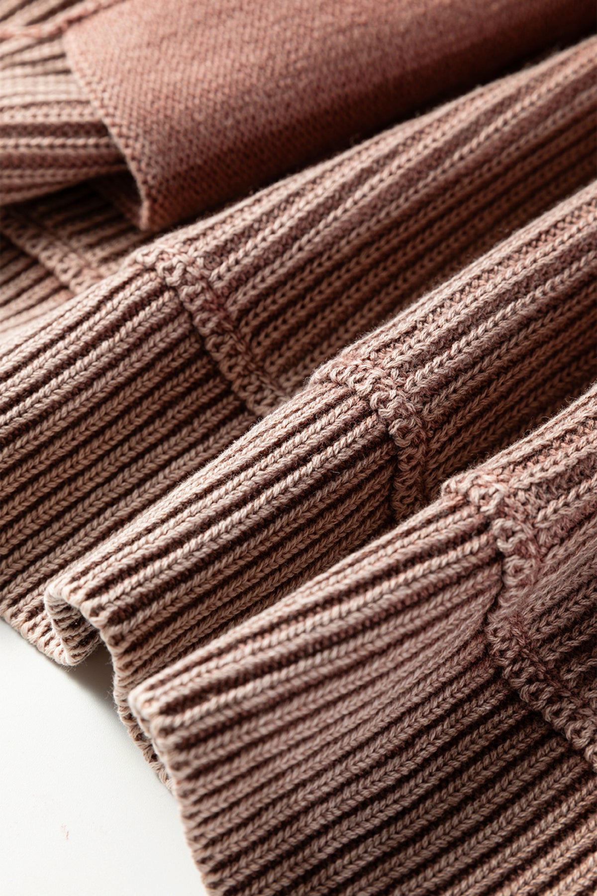 Dark Brown Mineral Wash Exposed Seam Patchwork Knit Cardigan