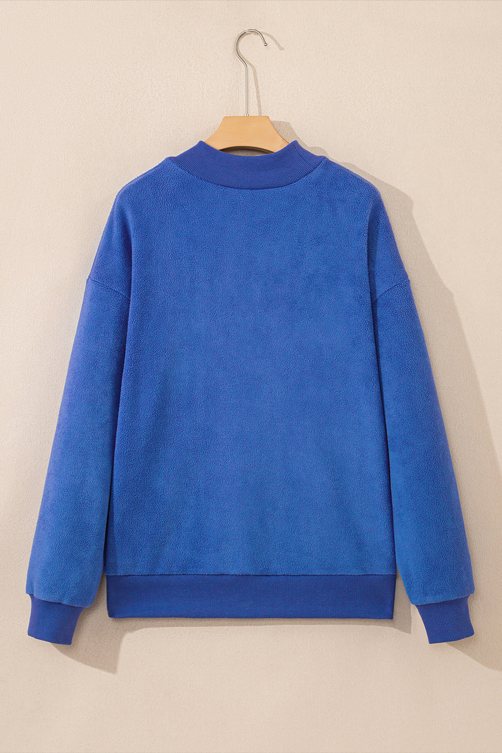 Light Grey Oversize Drop Shoulder Reversible Mock Neck Sweatshirt