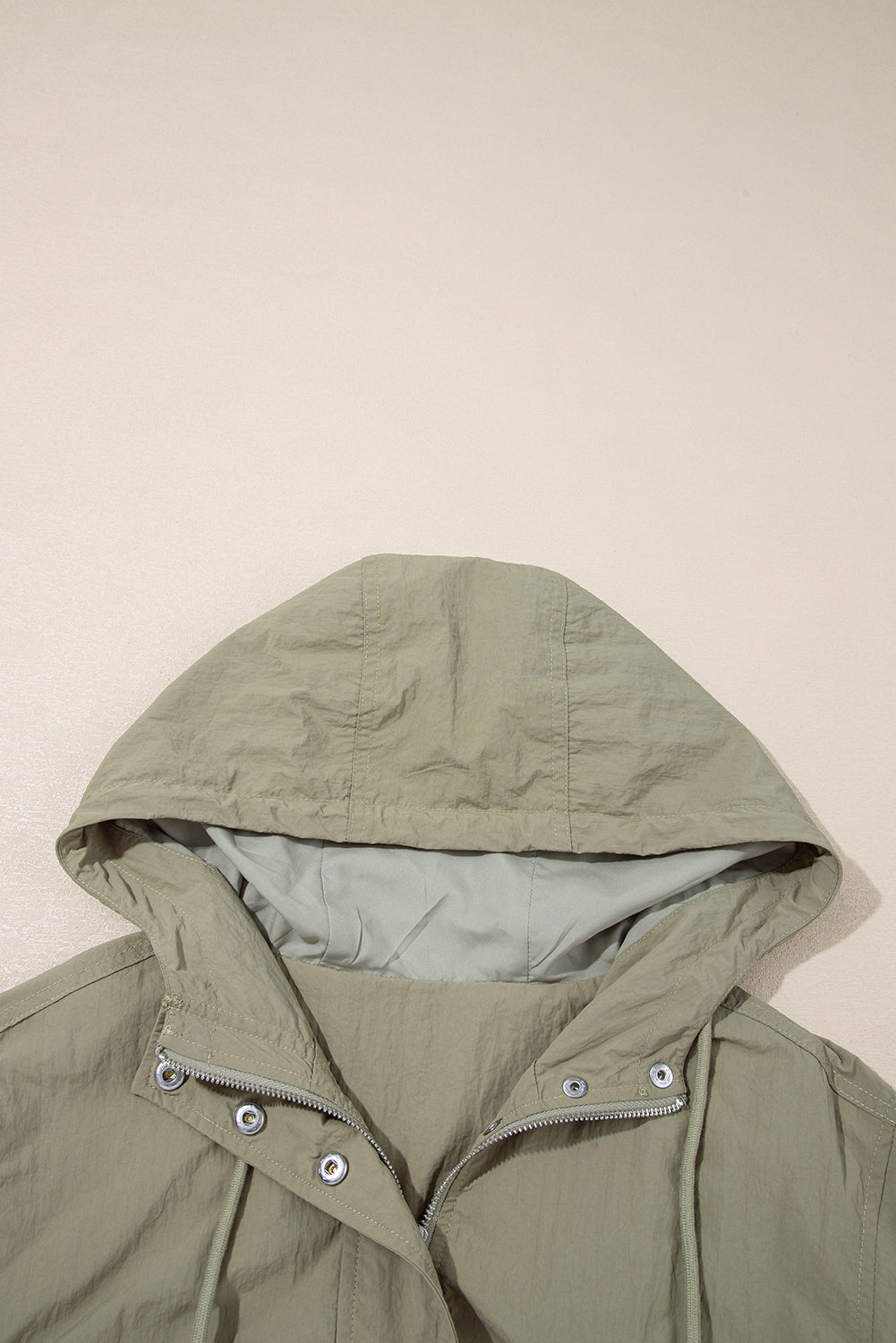 Laurel Green Zipped Pocket Cropped Hooded Utility Jacket
