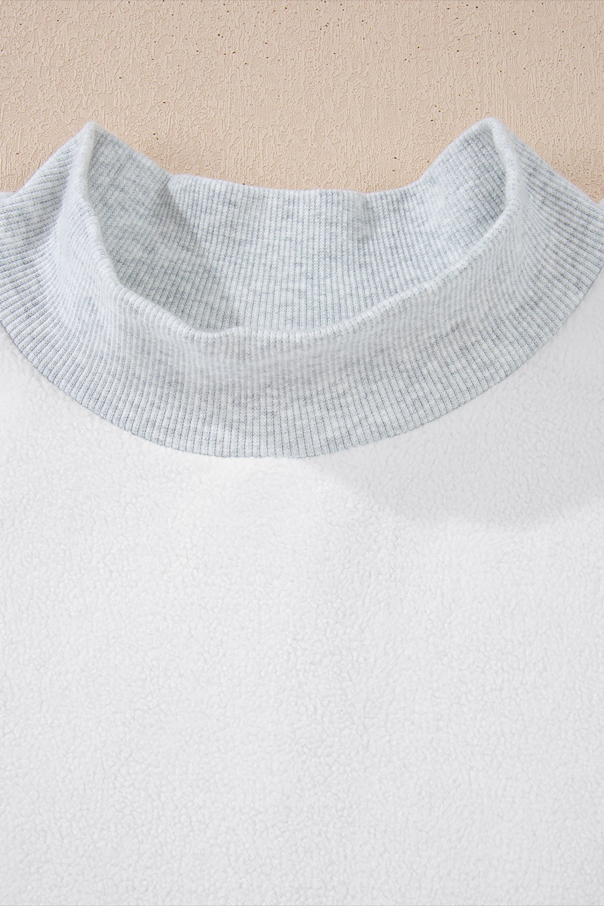 Light Grey Oversize Drop Shoulder Reversible Mock Neck Sweatshirt