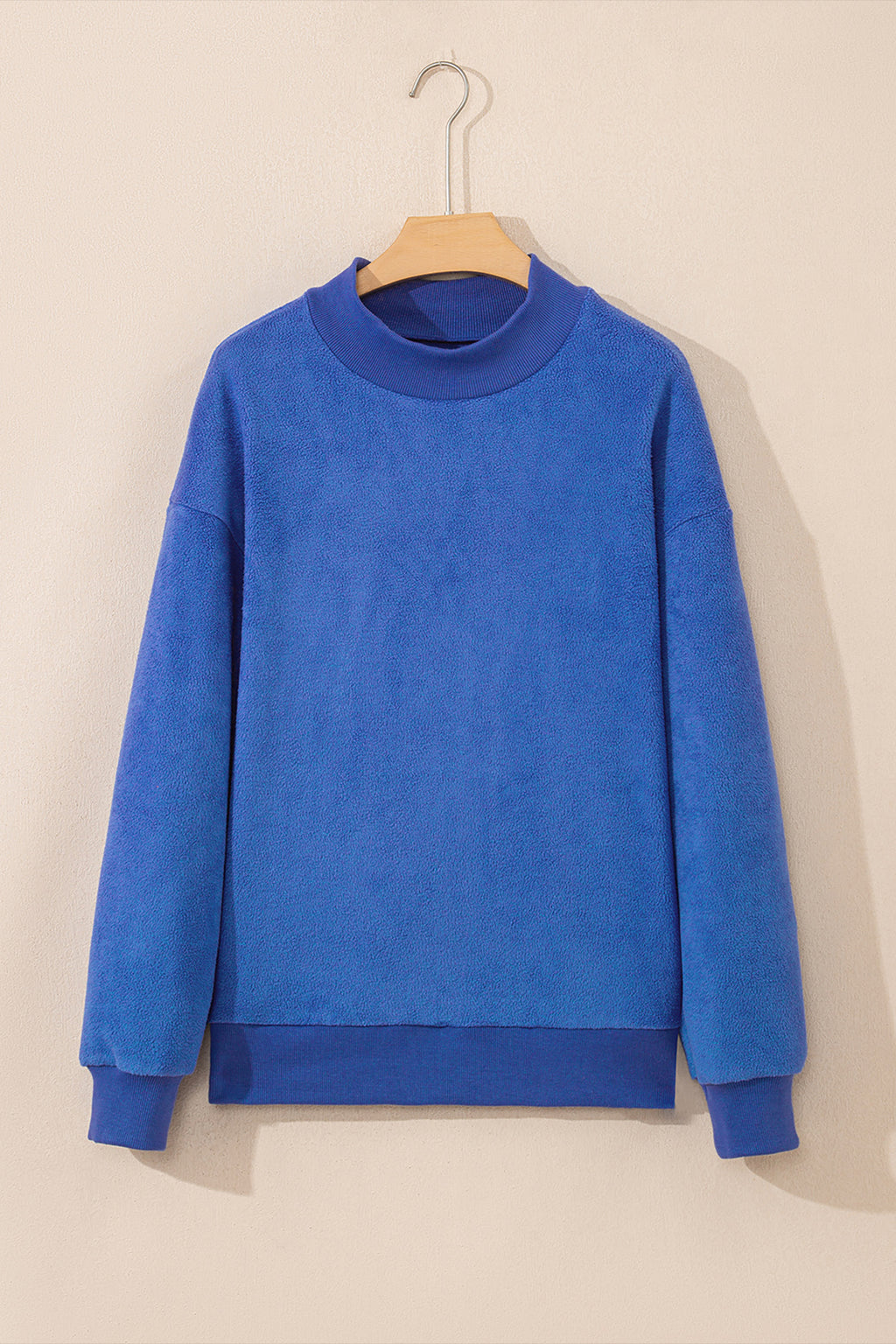 Light Grey Oversize Drop Shoulder Reversible Mock Neck Sweatshirt