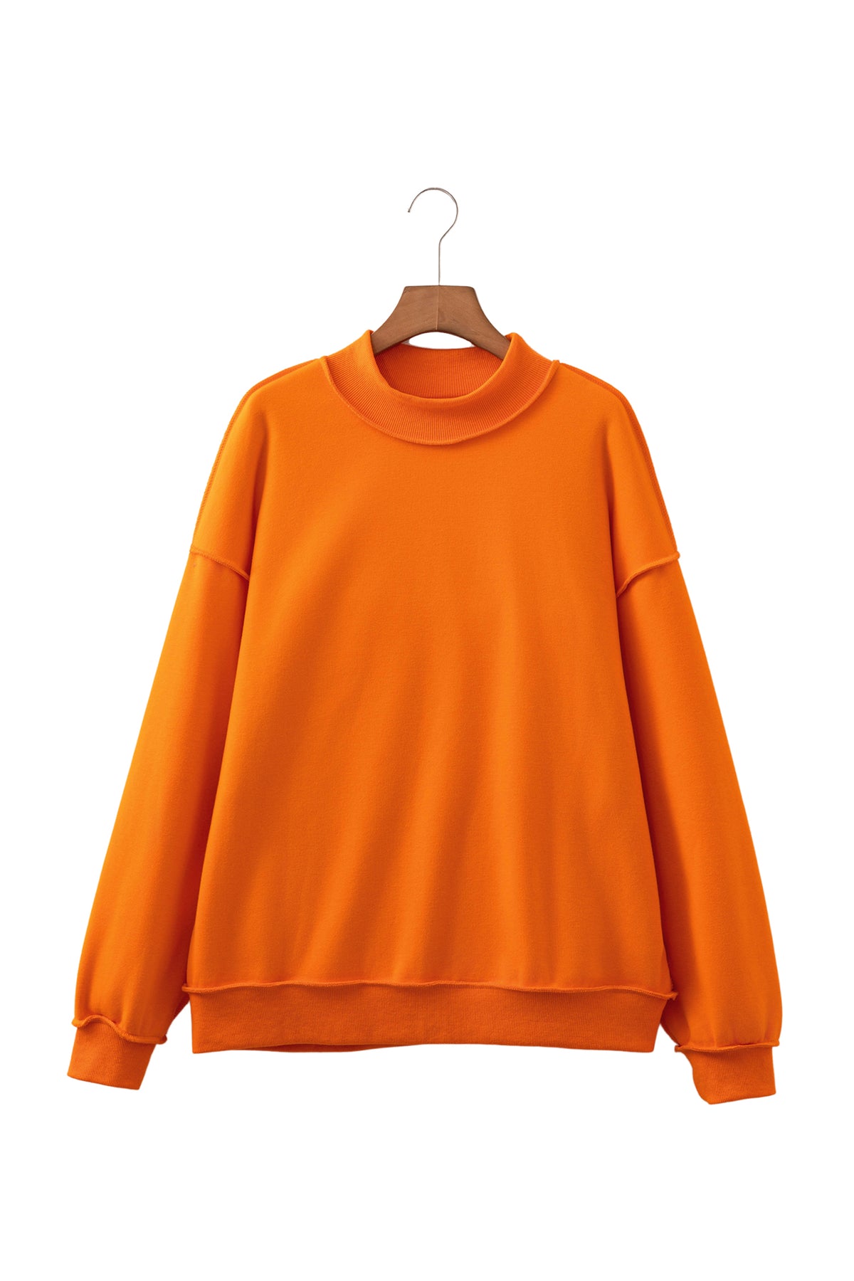 Light Grey Oversize Drop Shoulder Reversible Mock Neck Sweatshirt
