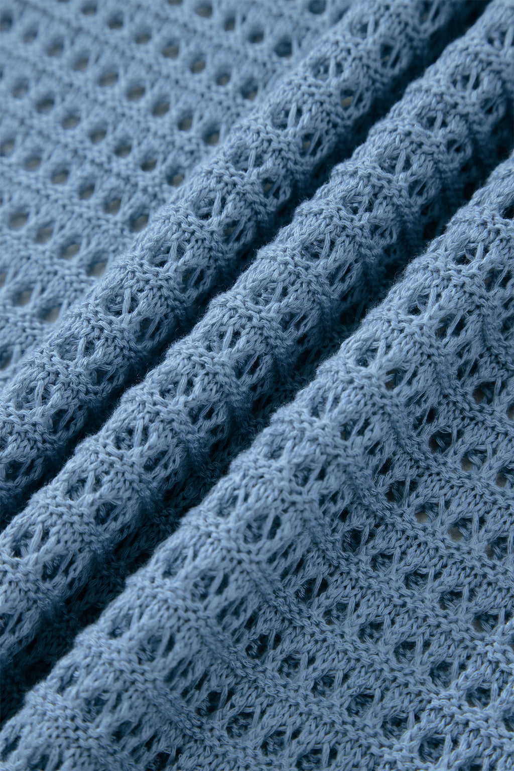 Myosotis Solid Color Hollow Out Knit Long Sleeve Crochet Sweater