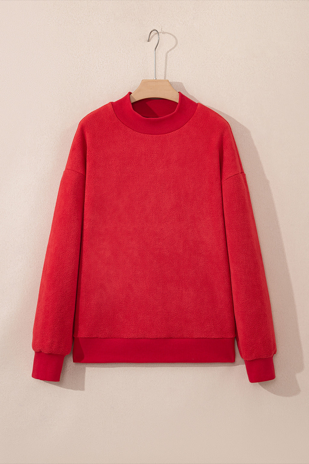 Light Grey Oversize Drop Shoulder Reversible Mock Neck Sweatshirt