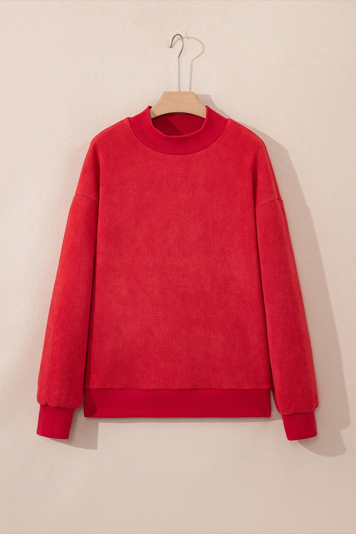 Light Grey Oversize Drop Shoulder Reversible Mock Neck Sweatshirt